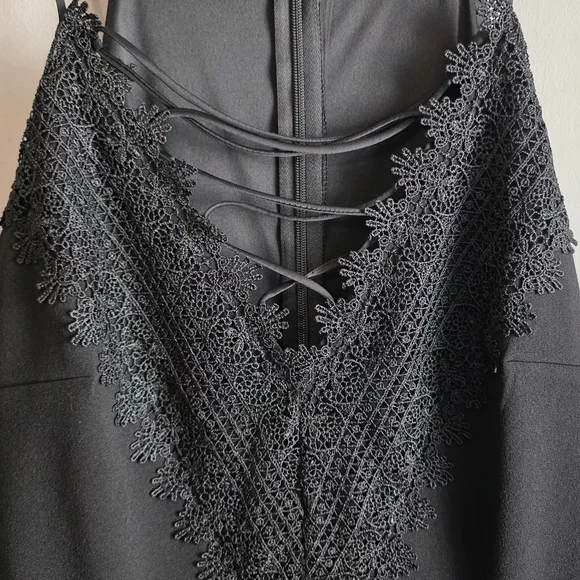 Express Black Lace V-Neck Wide Leg Jumpsuit | Dressy Evening Romper | Size S - Picture 2 of 3